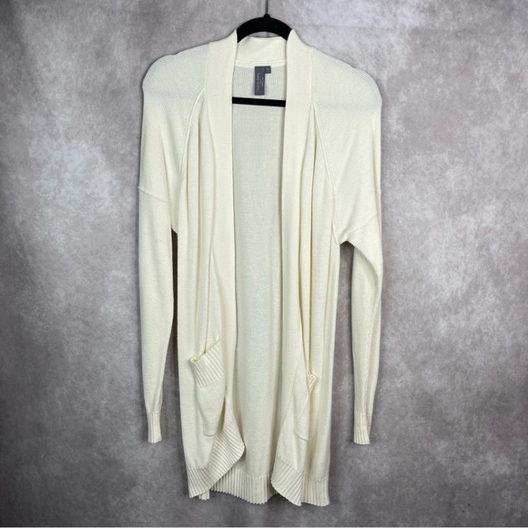 Sweaty Betty  Embrace Cashmere Blend Long Line Cardigan In Ivory Women's Sz S - Picture 2 of 8